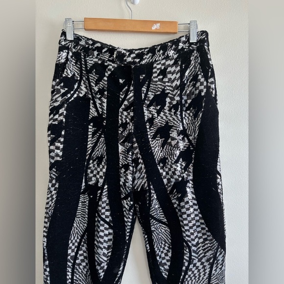 Halpern Tapered Sequin Trousers Black Silver Disco Party Nightclub Sz 28 - Picture 4 of 16